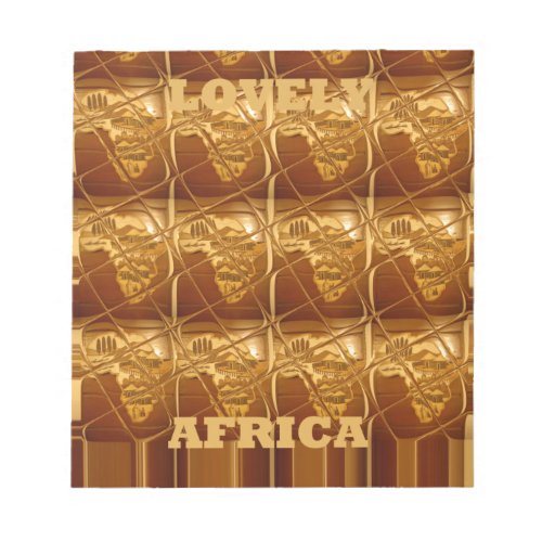 Wonderful African Map Print Golden Design Notepad