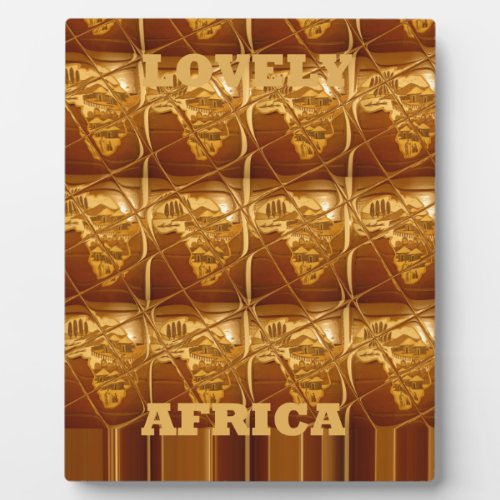 Wonderful African Map Print Golden Design Plaque