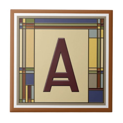 Wonderful Arts  Crafts Geometric Initial A Ceramic Tile