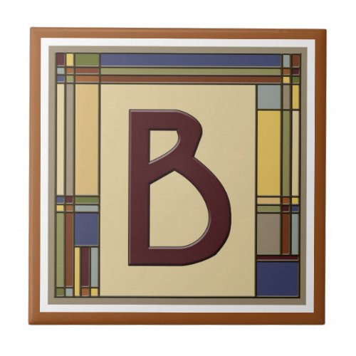 Wonderful Arts  Crafts Geometric Initial B Ceramic Tile