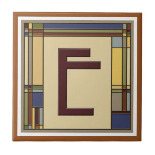 Wonderful Arts & Crafts Geometric Initial E Ceramic Tile