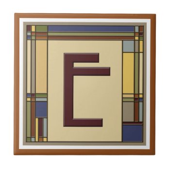 Wonderful Arts & Crafts Geometric Initial E Ceramic Tile by RantingCentaur at Zazzle