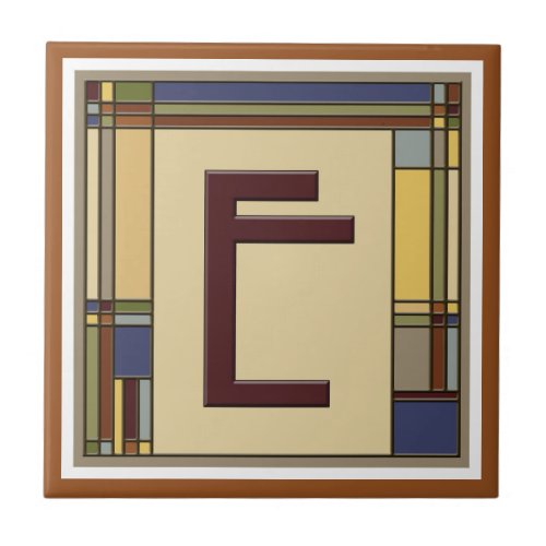 Wonderful Arts  Crafts Geometric Initial E Ceramic Tile