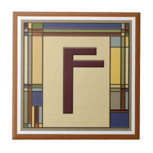 Wonderful Arts & Crafts Geometric Initial F Ceramic Tile