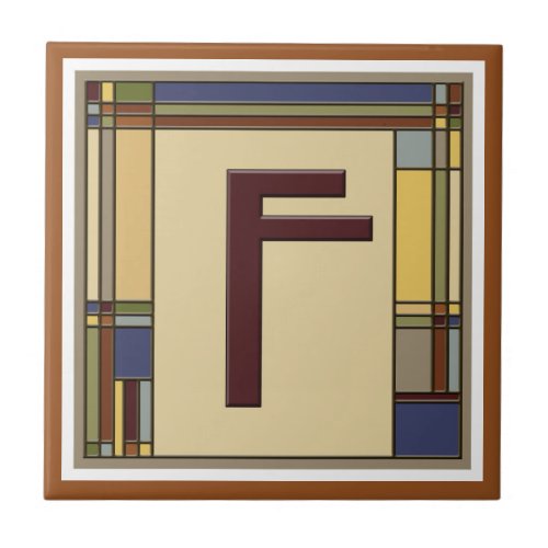 Wonderful Arts  Crafts Geometric Initial F Tile