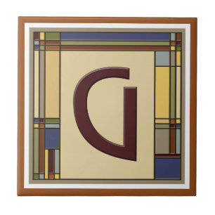 Wonderful Arts & Crafts Geometric Initial G Ceramic Tile