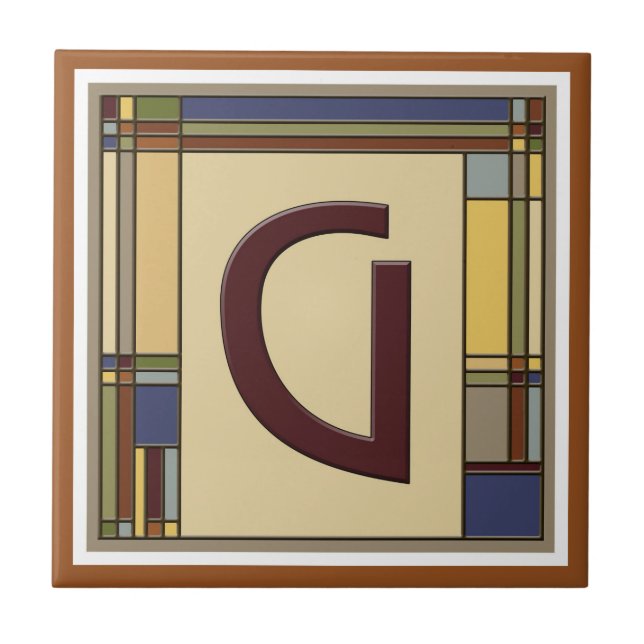 Wonderful Arts & Crafts Geometric Initial G Ceramic Tile (Front)