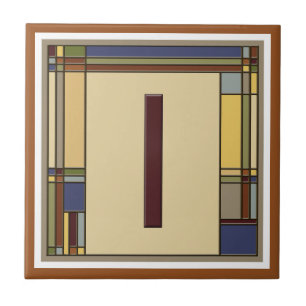 Wonderful Arts & Crafts Geometric Initial I Ceramic Tile