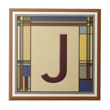 Wonderful Arts & Crafts Geometric Initial J Tile by RantingCentaur at Zazzle