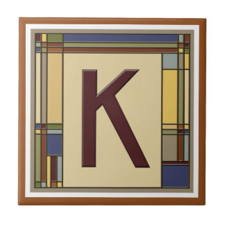 Wonderful Arts & Crafts Geometric Initial K Ceramic Tile