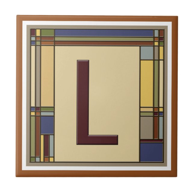 Wonderful Arts & Crafts Geometric Initial L Ceramic Tile (Front)