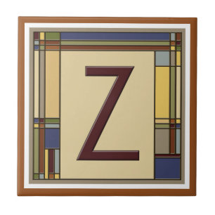 Wonderful Arts & Crafts Geometric Initial Z Ceramic Tile