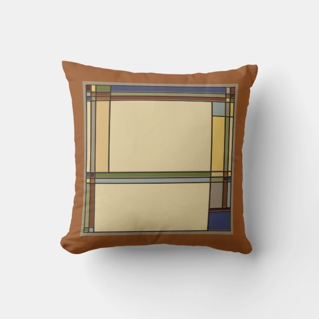 Wonderful Arts & Crafts Geometric Patterns in Fall Throw Pillow (Front)