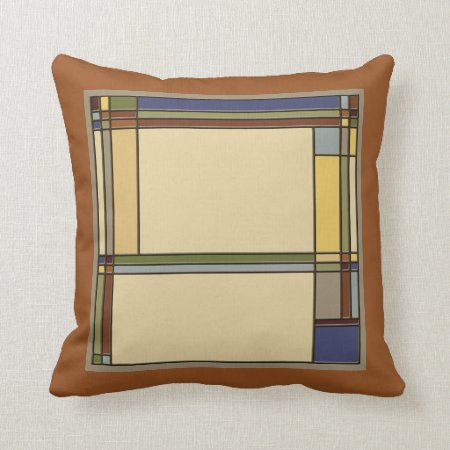 Wonderful Arts & Crafts Geometric Patterns In Fall Throw Pillow