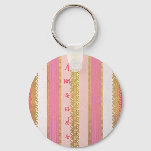 Wonderful Awesome Cute Pink With Name  Keychain