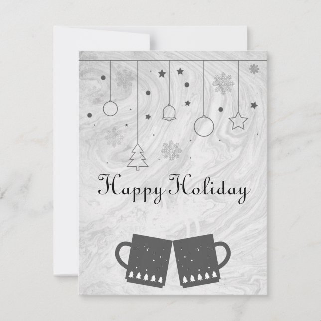 Wonderful, Awesome, Grey Christmas Cup of Tea Holiday Card (Front)