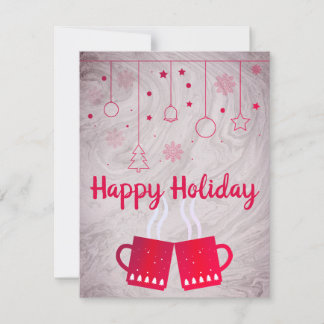 Wonderful, Awesome, Pink Christmas Cup of Tea Holiday Card