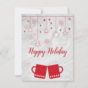 Wonderful, Awesome, Red Christmas Cup of Tea Holiday Card