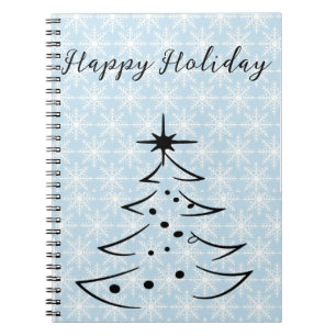 Wonderful, Blue Flakes, Christmas Tree  Notebook