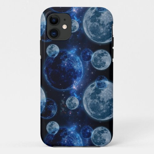 Wonderful Blue moon in the space iPhone 11 Case