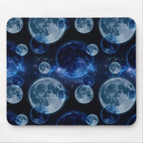 Wonderful Blue moon in the space Mouse Pad