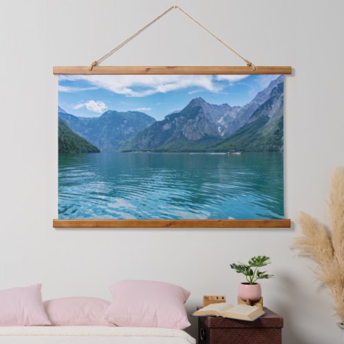 Wonderful blue mountain lake _ romantic landscape hanging tapestry