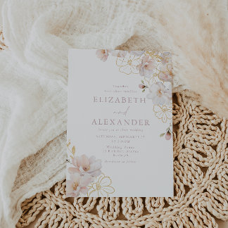 Wonderful Blush & Gold Enchanted Wedding Invitation