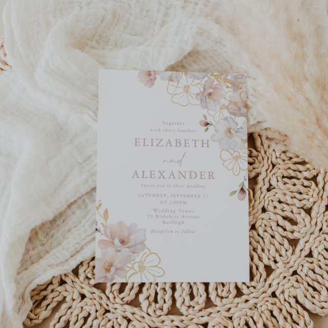 Wonderful Blush & Gold Enchanted Wedding Invitation (Creator Uploaded)