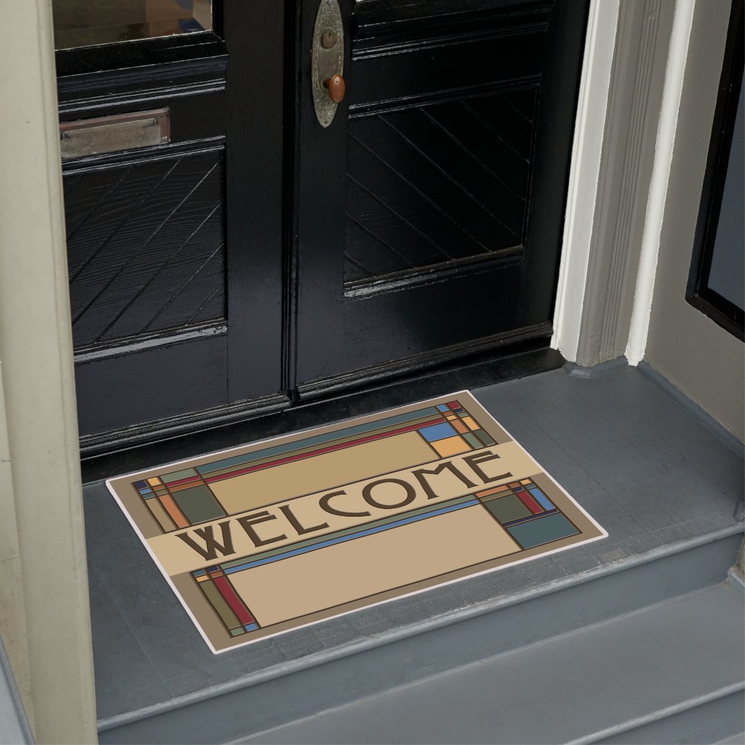 Wonderful Bold Fall Arts & Crafts Geometric Doormat Zazzle