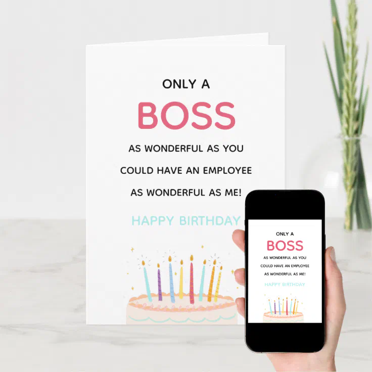 wonderful boss/manager funny birthday cake modern card | Zazzle