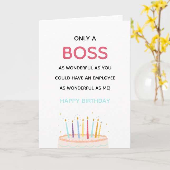 wonderful boss/manager funny birthday cake modern card | Zazzle wonderful-boss-manager-funny-birthday-cake-modern-card-zazzle