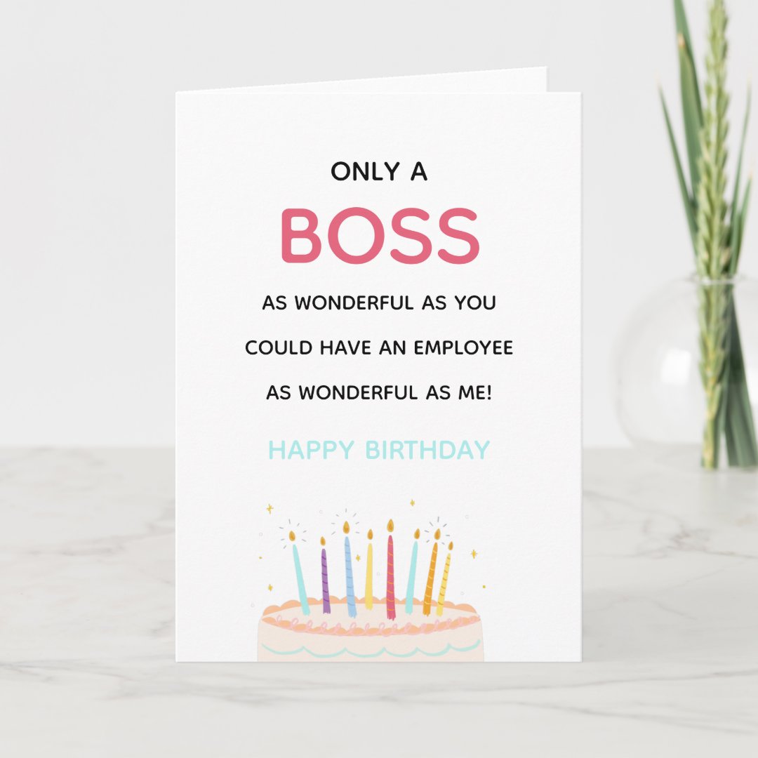 wonderful boss/manager funny birthday cake modern card | Zazzle