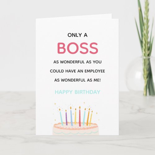 wonderful bossmanager funny birthday cake modern  card