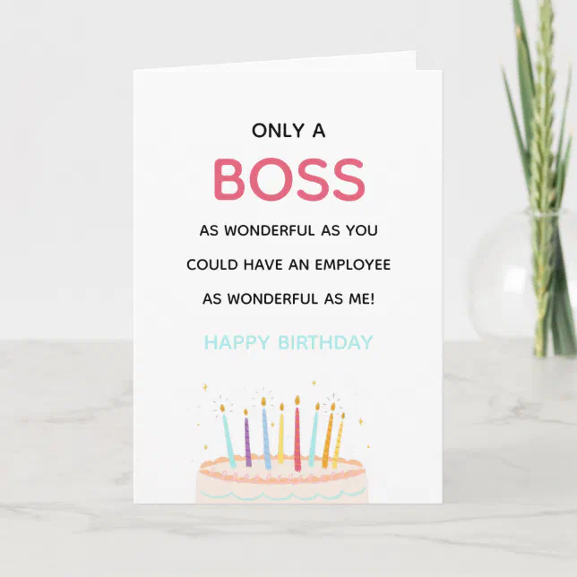 Wonderful Boss manager Funny Birthday Cake Modern Card Zazzle wonderful-boss-manager-funny-birthday-cake-modern-card-zazzle