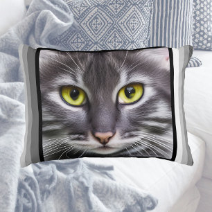 Wonderful cat in portrait on modern stripes accent pillow