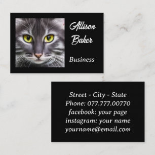 Wonderful cat portrait on black  business card