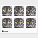 Wonderful cat portrait    square sticker