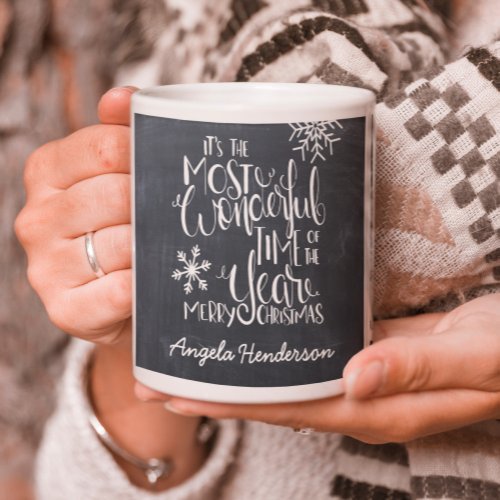 Wonderful Chalkboard Snowflake Christmas Photo Coffee Mug