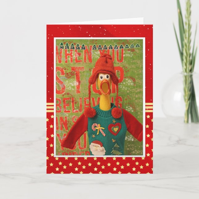 Wonderful Chicken Christmas Card! Holiday Card (Front)