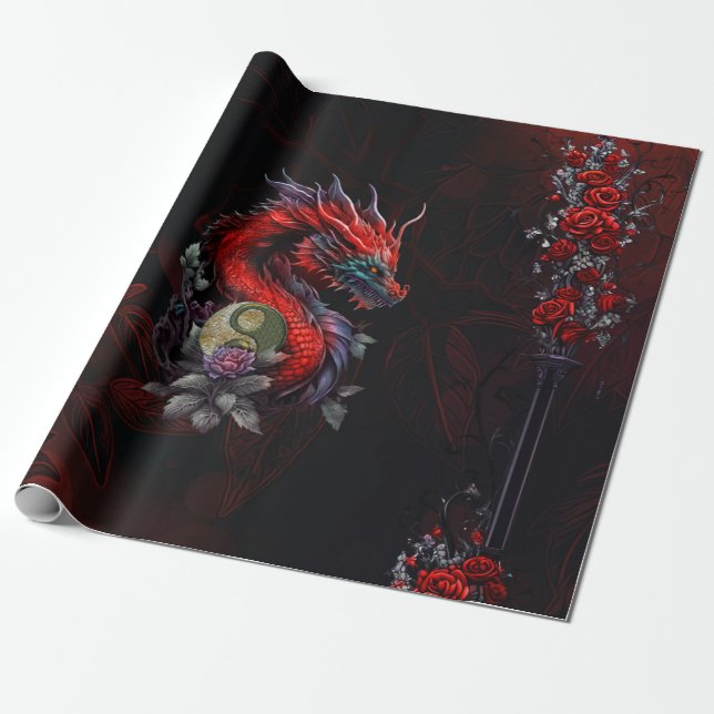 Wonderful chinese dragon wrapping paper (Unrolled)