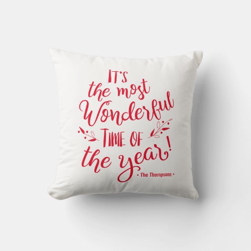 Wonderful Christmas Delight Personalized Holiday  Throw Pillow