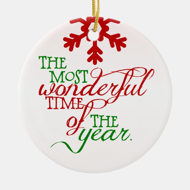 Wonderful Christmas Holiday Personalized Ornament (Front)
