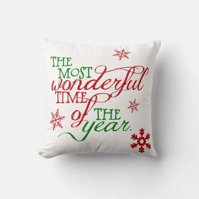 Wonderful Christmas Holiday Pillow (Front)