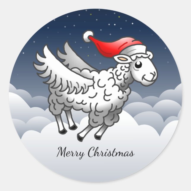 Wonderful Christmas Lamb Classic Round Sticker (Front)