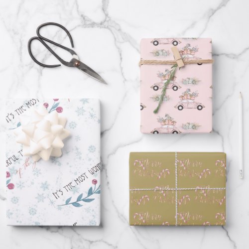 Wonderful Christmas Pastels Wrapping Paper Sheets