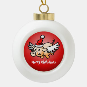 Wonderful Christmas Pig Ceramic Ball Christmas Ornament