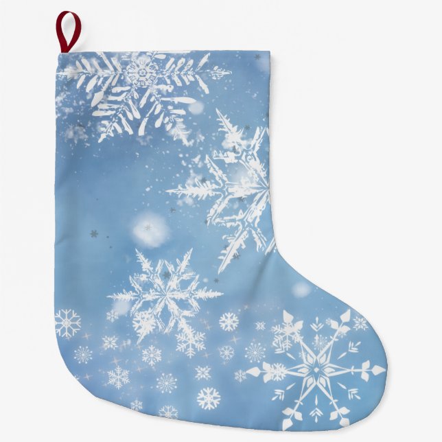 Wonderful Christmas Snow Large Christmas Stocking (Front)