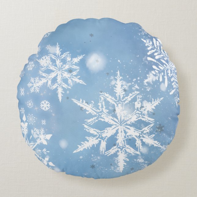 Wonderful Christmas Snow Round Pillow (Front)