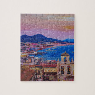 Wonderful City View of Naples with Mount Vesuv Jigsaw Puzzle