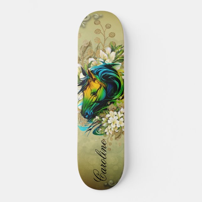 Wonderful colorful horse skateboard (Front)